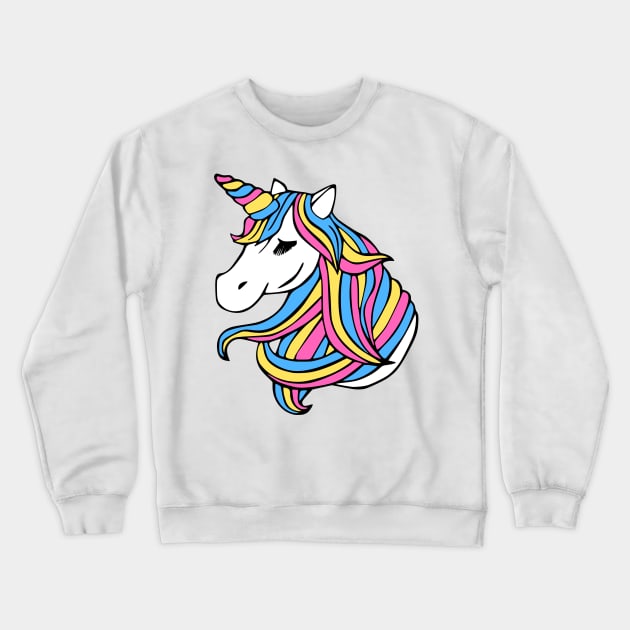 Pansexual Flag Unicorn Crewneck Sweatshirt by MarcyRangel